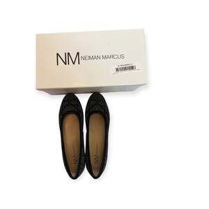 Neiman Marcus Urice Black Suede Silver Studded Ballet Flats 8M w/B